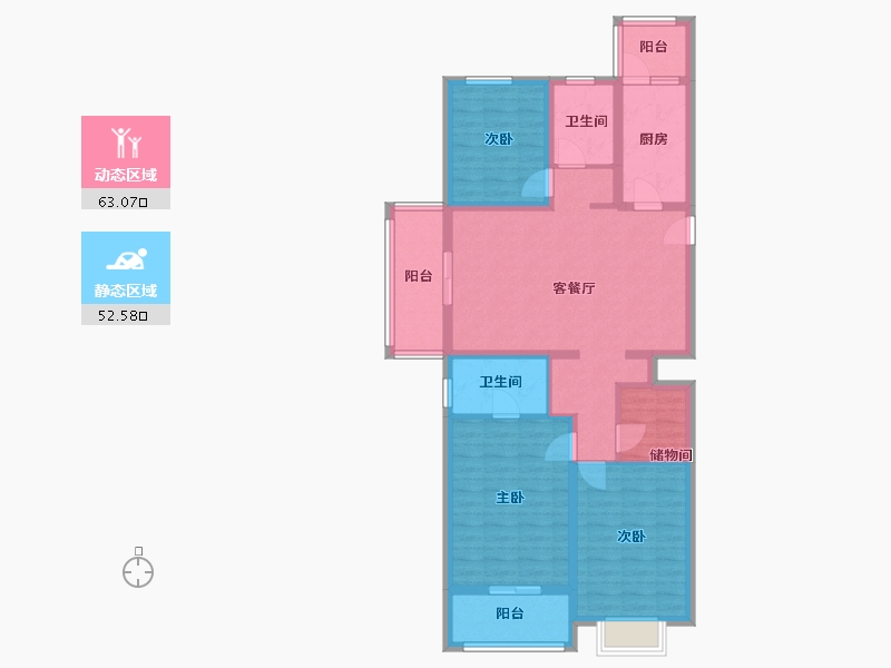 江苏省-宿迁市-朗诗蔚蓝·宸雅-102.41-户型库-动静分区