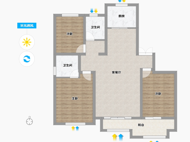 山东省-济宁市-翡翠名郡-95.99-户型库-采光通风