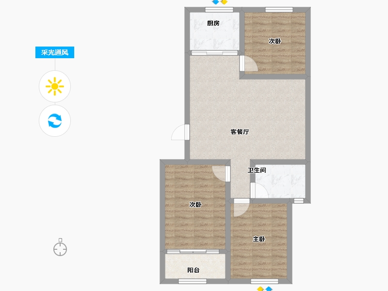 山东省-烟台市-丽苑华府-74.96-户型库-采光通风