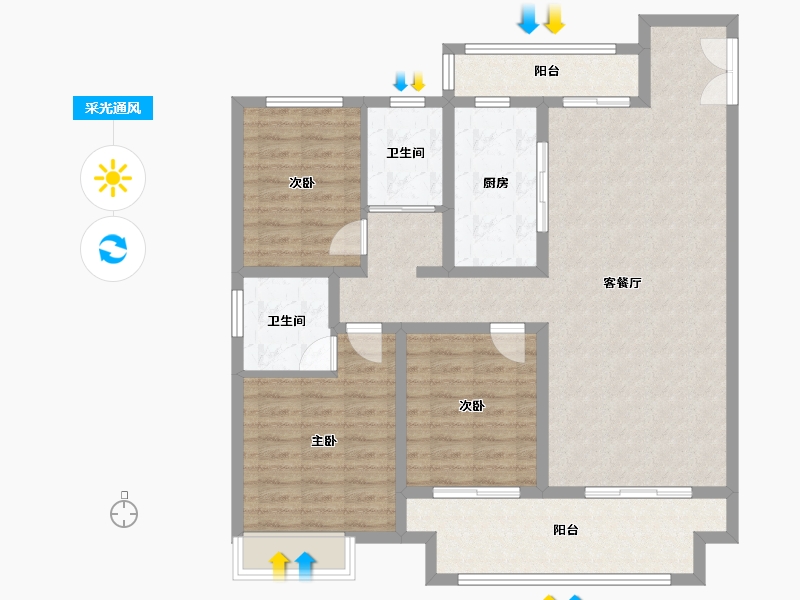 河南省-平顶山市-郏县建业城-111.02-户型库-采光通风