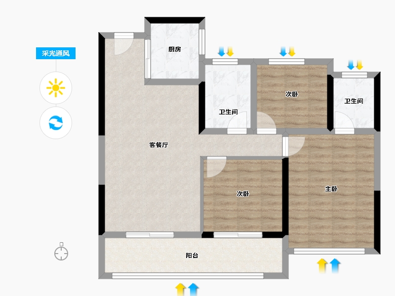 福建省-莆田市-保利城和悦府-87.05-户型库-采光通风