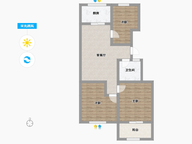 山东省-烟台市-泰和家苑-70.96-户型库-采光通风