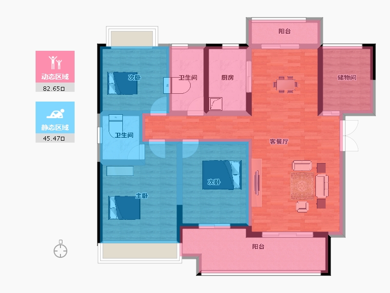 湖南省-邵阳市-美大学府-113.30-户型库-动静分区