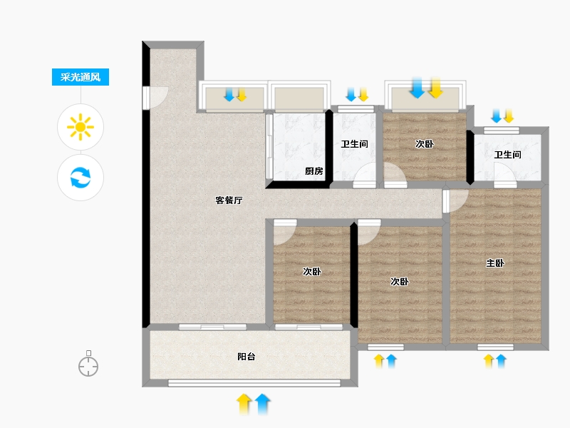 福建省-莆田市-保利城和悦府-108.34-户型库-采光通风