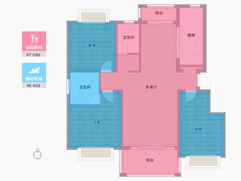 陕西省-汉中市-上达御景苑-101.54-户型库-动静分区