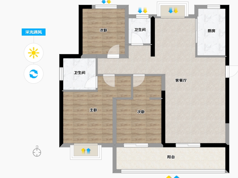 福建省-莆田市-凯天青山城峰璟-95.77-户型库-采光通风