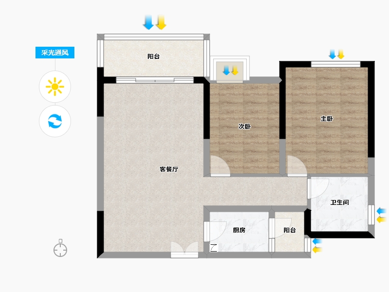 广东省-广州市-创基丽江国际-72.44-户型库-采光通风