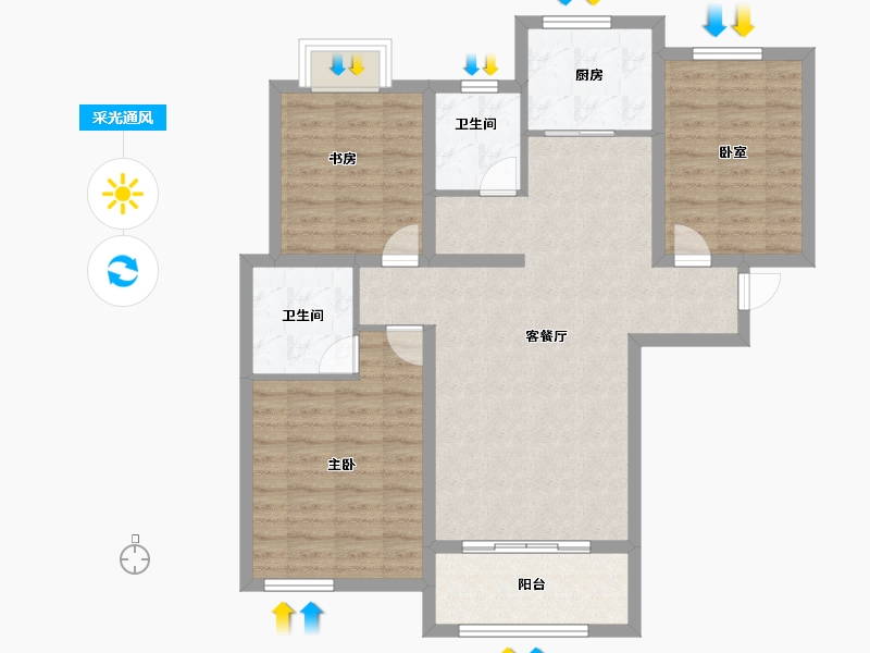 河南省-信阳市-学林雅居-93.00-户型库-采光通风