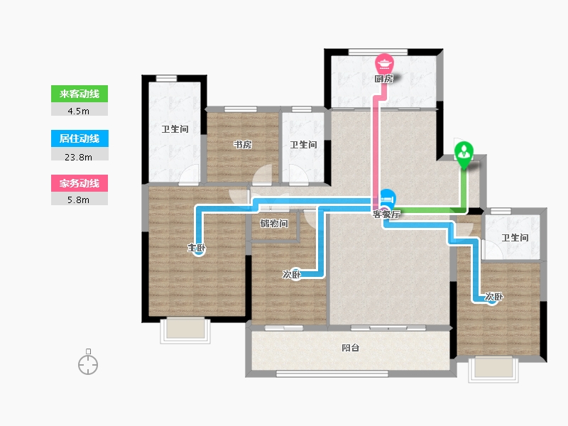 浙江省-宁波市-卓越湖樾云菩花苑-140.12-户型库-动静线