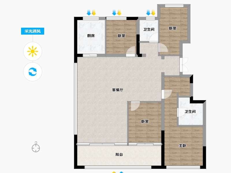 宁夏回族自治区-银川市-绿城桃李江南-123.70-户型库-采光通风