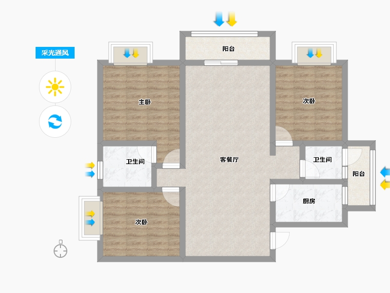 广西壮族自治区-南宁市-盘邦华府-91.54-户型库-采光通风