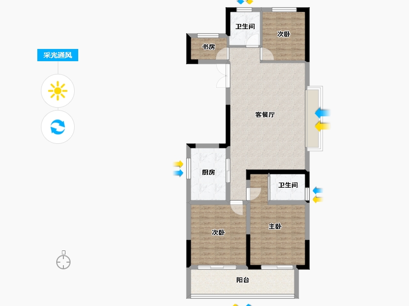 湖北省-宜昌市-华景宜都府-103.89-户型库-采光通风