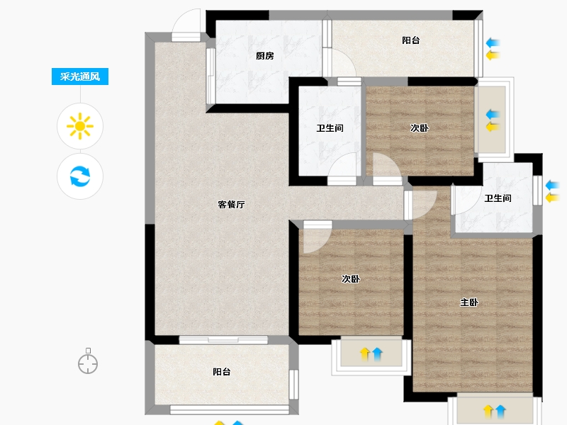 四川省-成都市-天府国际凤.凰城-86.36-户型库-采光通风