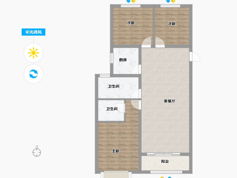 河北省-保定市-卓正上东区-87.98-户型库-采光通风