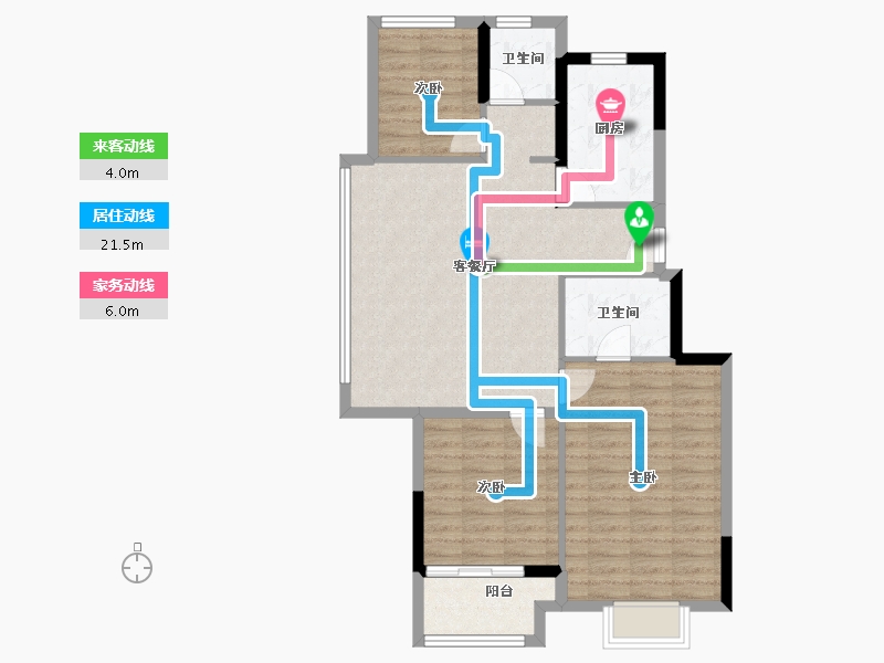 浙江省-宁波市-慈溪保利悦堂府(住宅)-85.48-户型库-动静线