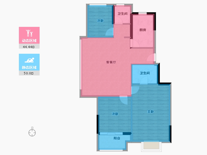 浙江省-宁波市-慈溪保利悦堂府(住宅)-85.48-户型库-动静分区