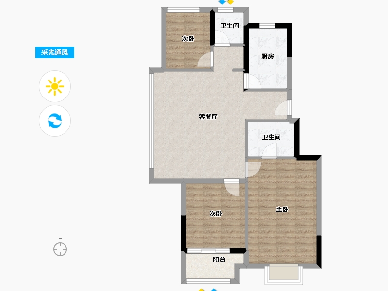 浙江省-宁波市-慈溪保利悦堂府(住宅)-85.48-户型库-采光通风