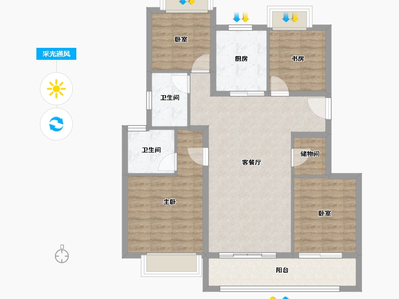 江苏省-无锡市-万科四季都会-94.40-户型库-采光通风