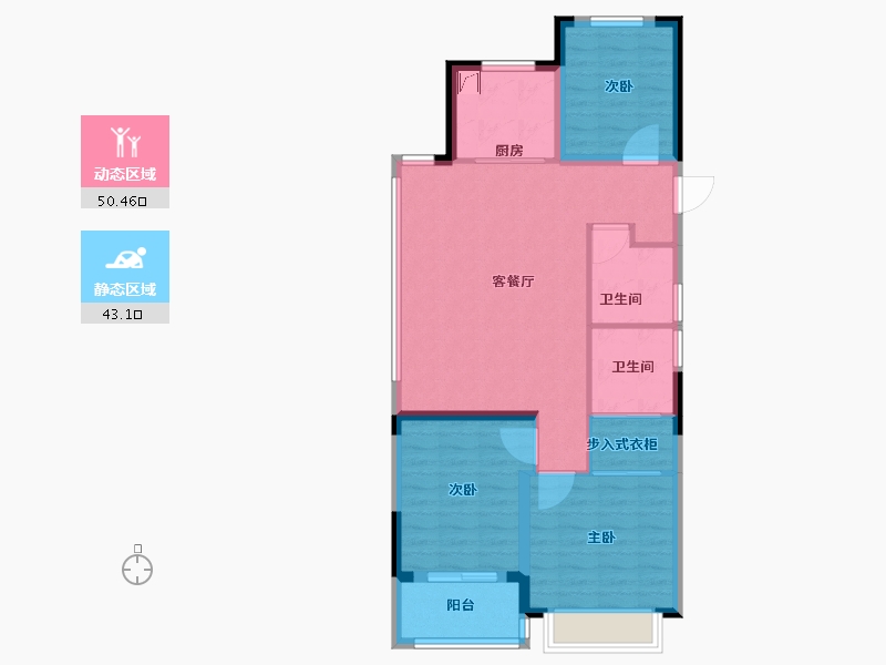 浙江省-金华市-万家风华-84.00-户型库-动静分区