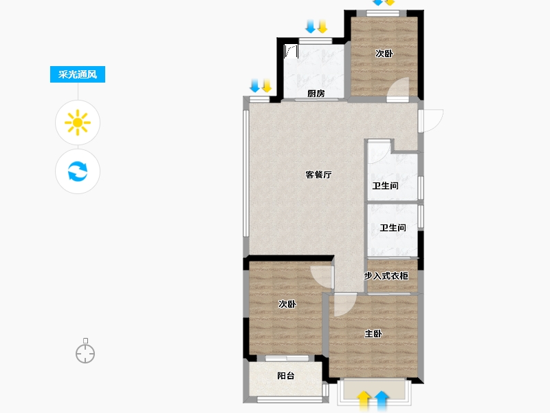 浙江省-金华市-万家风华-84.00-户型库-采光通风