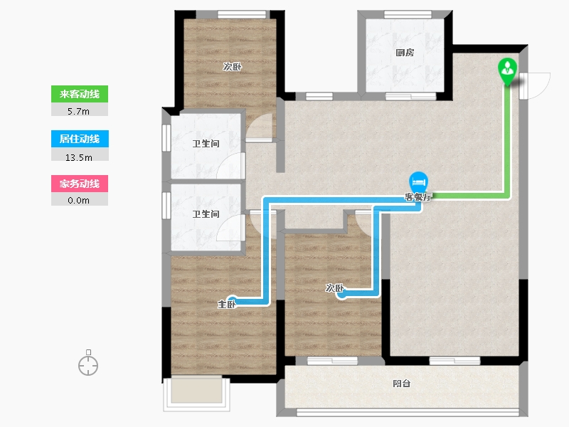 浙江省-杭州市-湖畔澄庐-100.44-户型库-动静线