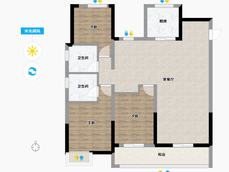 浙江省-杭州市-湖畔澄庐-100.44-户型库-采光通风