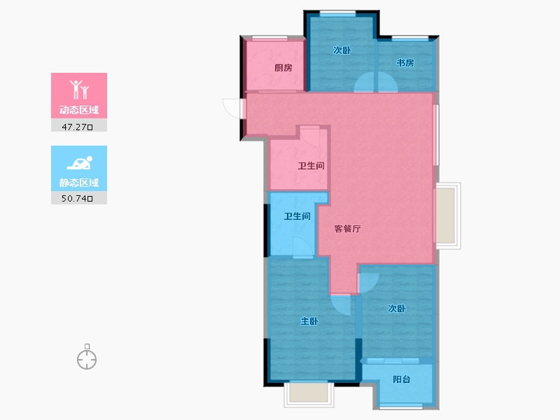 浙江省-宁波市-恒威育才国际社区-88.64-户型库-动静分区