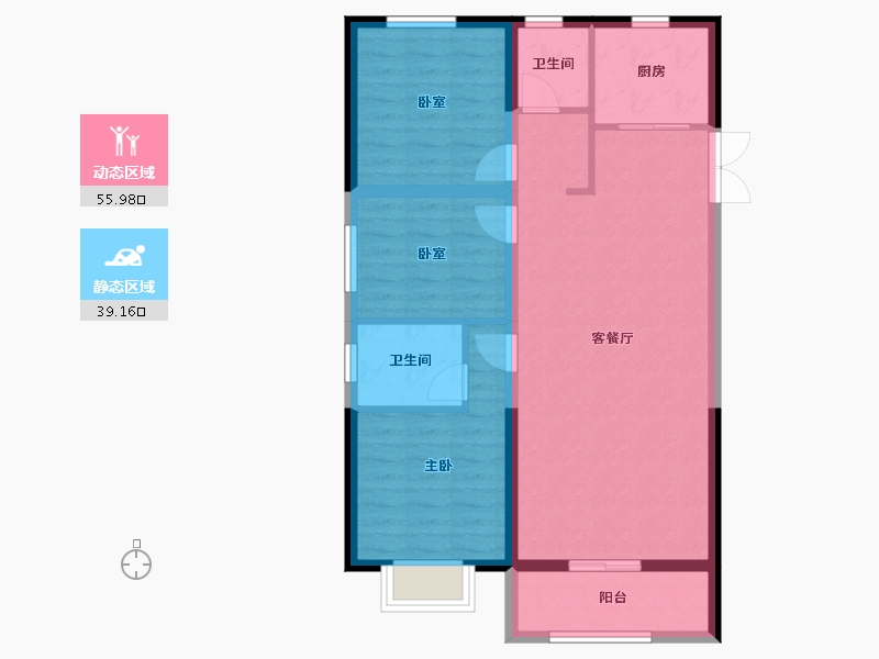 黑龙江省-哈尔滨市-汇龙玖和琚-85.63-户型库-动静分区