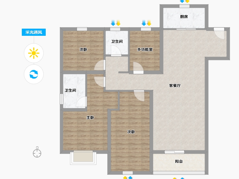 河北省-石家庄市-当代府moma-110.40-户型库-采光通风