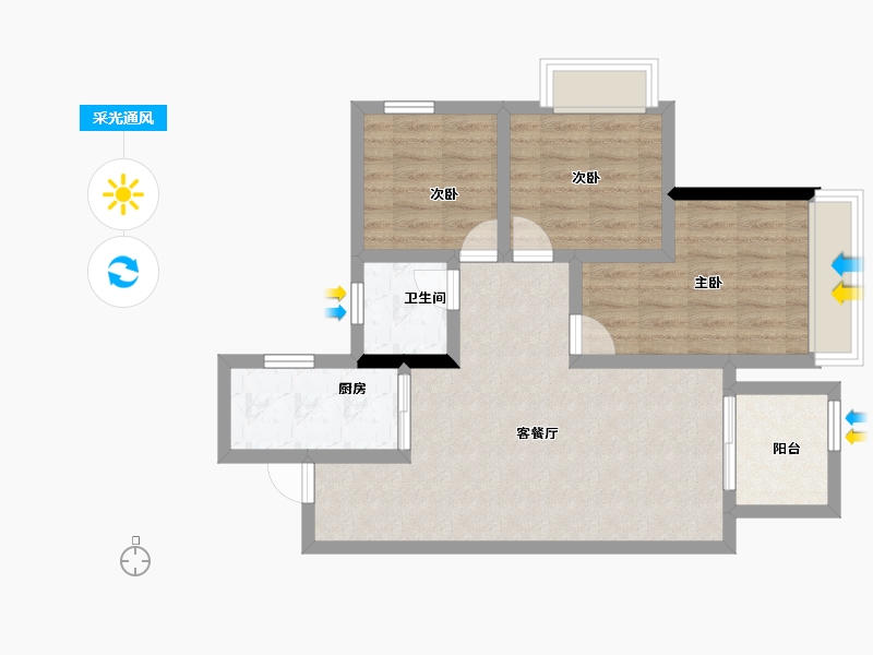 广西壮族自治区-南宁市-金科天鏡城-69.30-户型库-采光通风