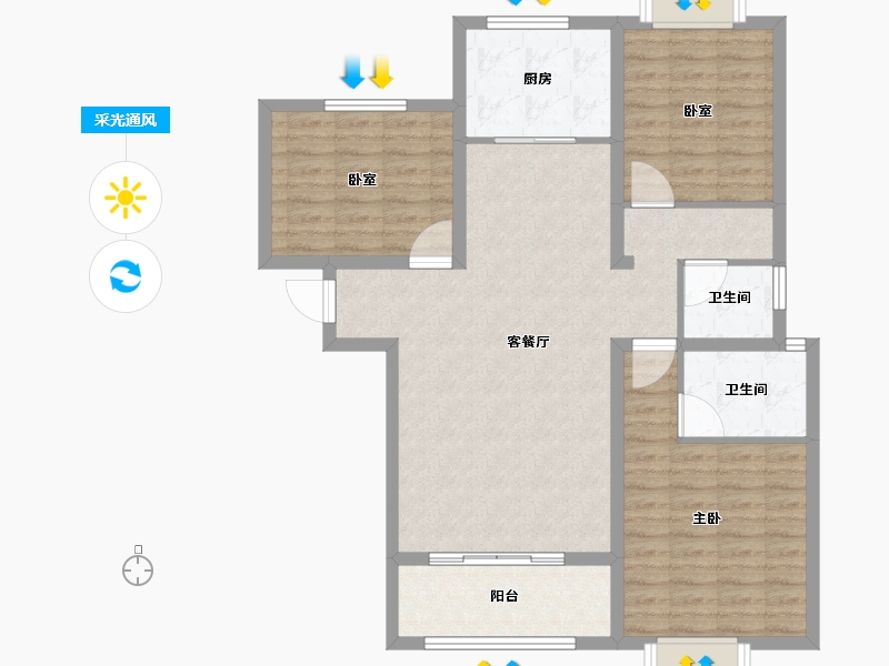 河南省-信阳市-学林雅居-96.80-户型库-采光通风