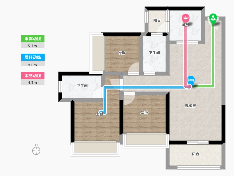 广东省-惠州市-万城名座花园-77.33-户型库-动静线