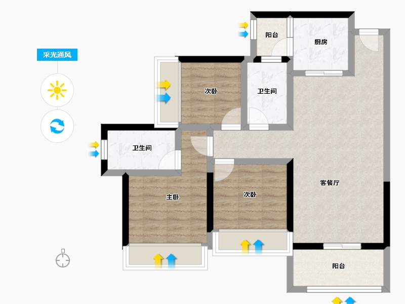 广东省-惠州市-万城名座花园-77.33-户型库-采光通风