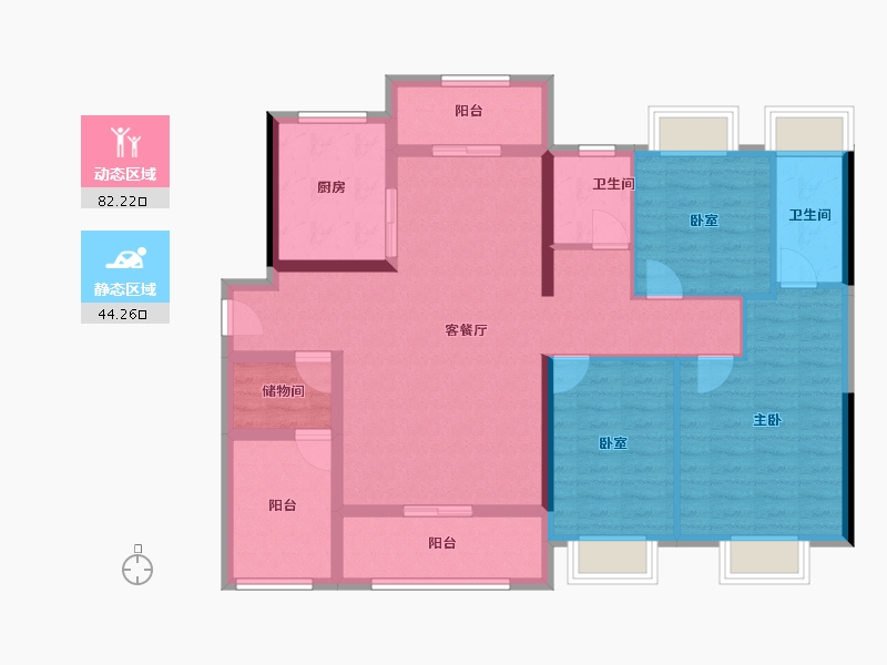 广东省-佛山市-映月湖保利天珺-113.14-户型库-动静分区