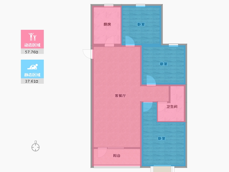 河北省-石家庄市-绿地新里城西斯莱公馆-85.60-户型库-动静分区