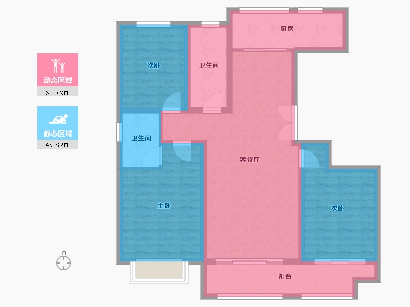 山东省-潍坊市-城投东方公馆-96.74-户型库-动静分区