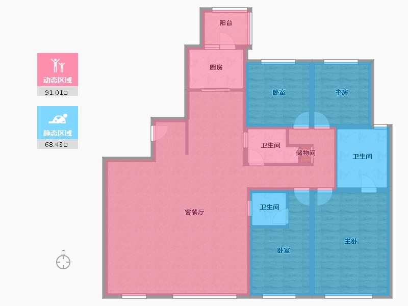 北京-北京市-中海甲叁號院-144.00-户型库-动静分区