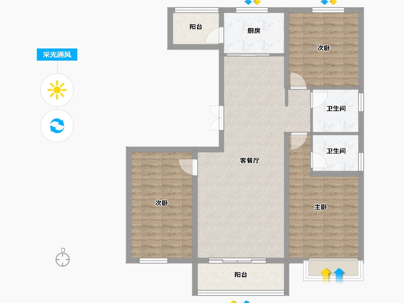 河北省-保定市-卓正上东区-104.22-户型库-采光通风