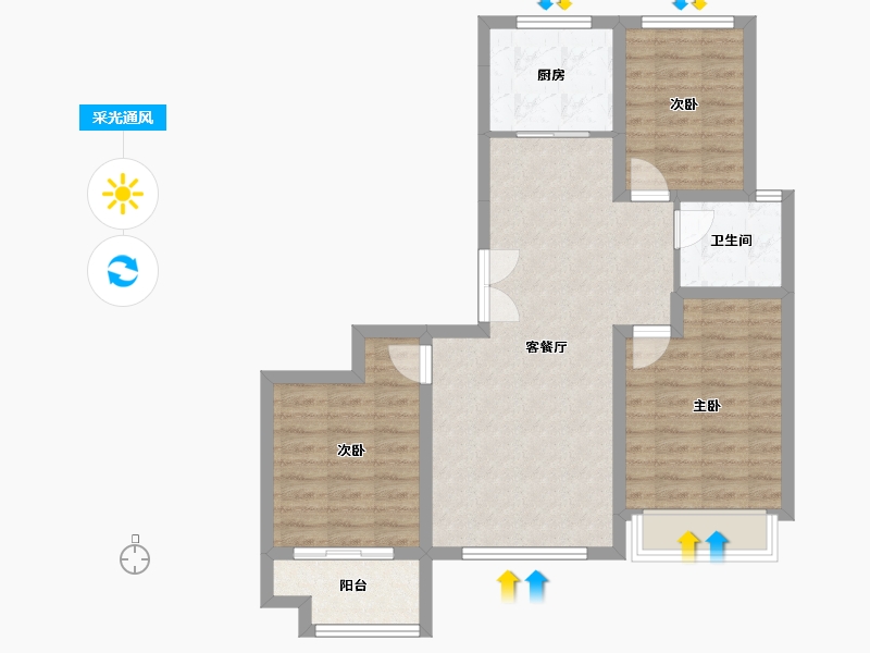 山东省-潍坊市-城投东方公馆-77.84-户型库-采光通风