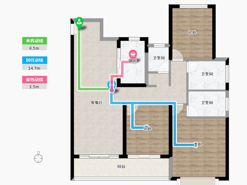 湖北省-武汉市-中海尚璟-105.60-户型库-动静线