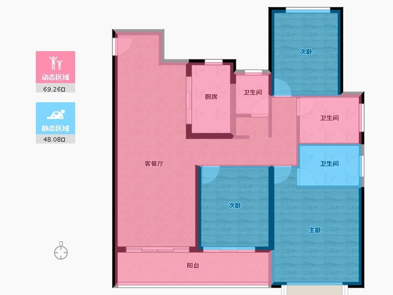 湖北省-武汉市-中海尚璟-105.60-户型库-动静分区