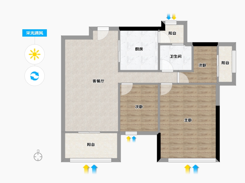 广东省-广州市-创基丽江国际-80.87-户型库-采光通风