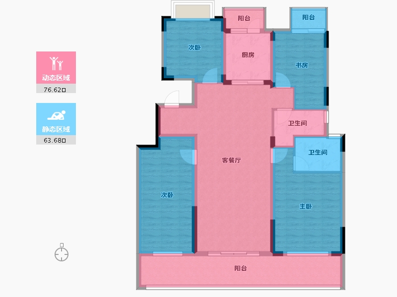 湖南省-长沙市-长房岭秀时代-125.95-户型库-动静分区