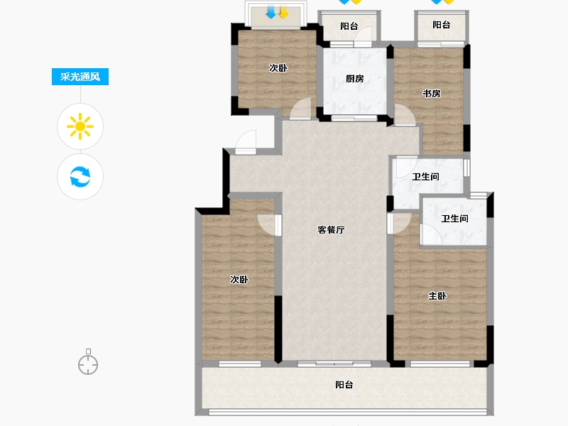 湖南省-长沙市-长房岭秀时代-125.95-户型库-采光通风