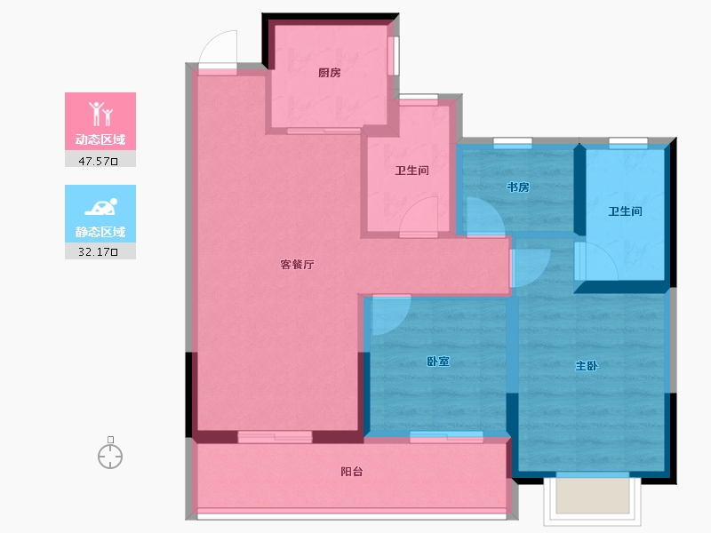 浙江省-温州市-荣安劝学里-70.40-户型库-动静分区