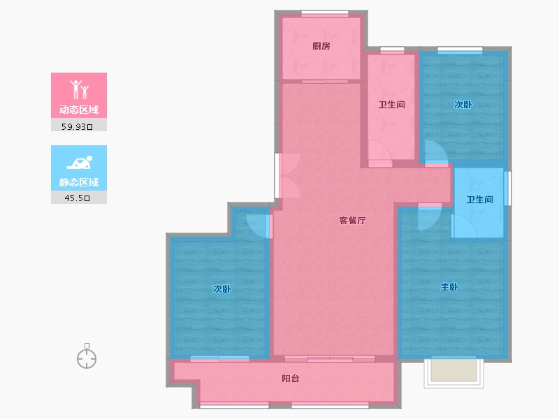 山东省-潍坊市-城投东方公馆-94.31-户型库-动静分区