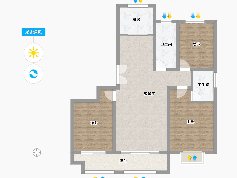 山东省-潍坊市-城投东方公馆-94.31-户型库-采光通风