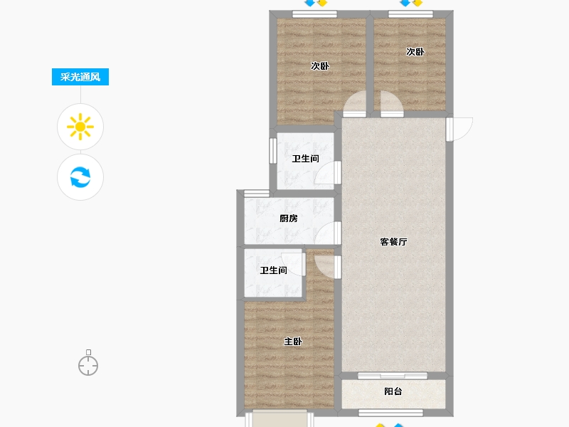 河北省-保定市-卓正上东区-79.75-户型库-采光通风