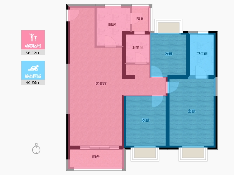 云南省-昆明市-华侨城公园悦府-86.05-户型库-动静分区