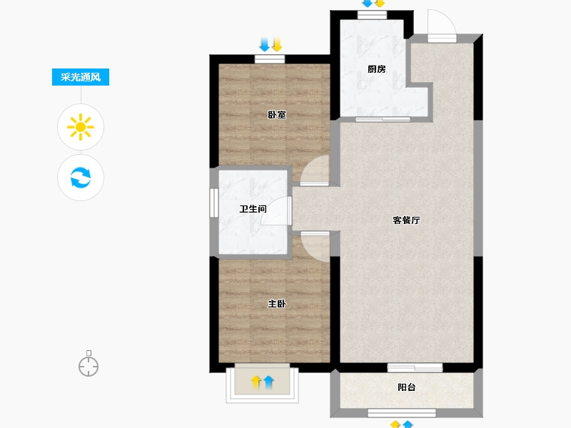 黑龙江省-哈尔滨市-汇龙玖和琚-61.49-户型库-采光通风